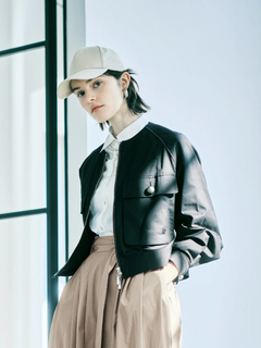 pierre cardin(ピエールカルダン) |【カタログ掲載】エステルコットン ノーカラー ジャケット