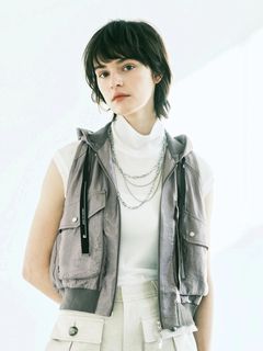 pierre cardin(ピエールカルダン) |ハイツイストテレコ ニット カットソー ノースリーブ