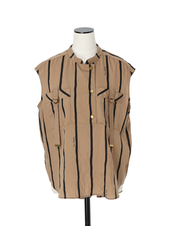 pierre cardin(ピエールカルダン) |ランダムストライプ ベスト ジレ ブラウス シャツ