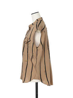 pierre cardin(ピエールカルダン) |ランダムストライプ ベスト ジレ ブラウス シャツ