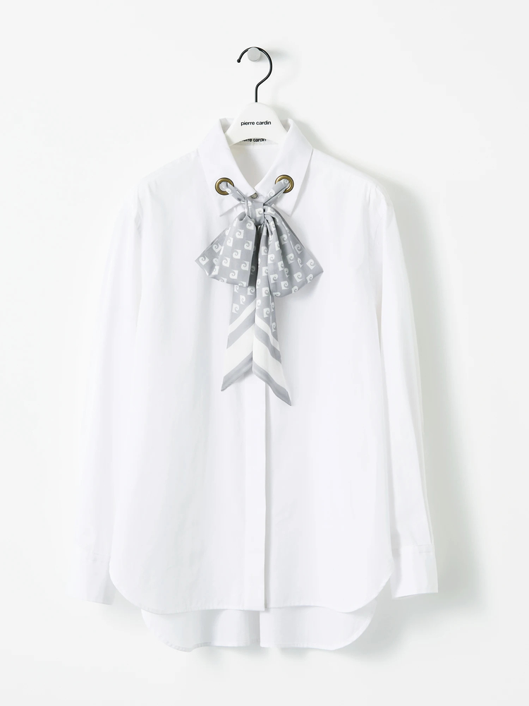 pierre cardin(ピエールカルダン) |コットン ブロード ブラウス リボン付き