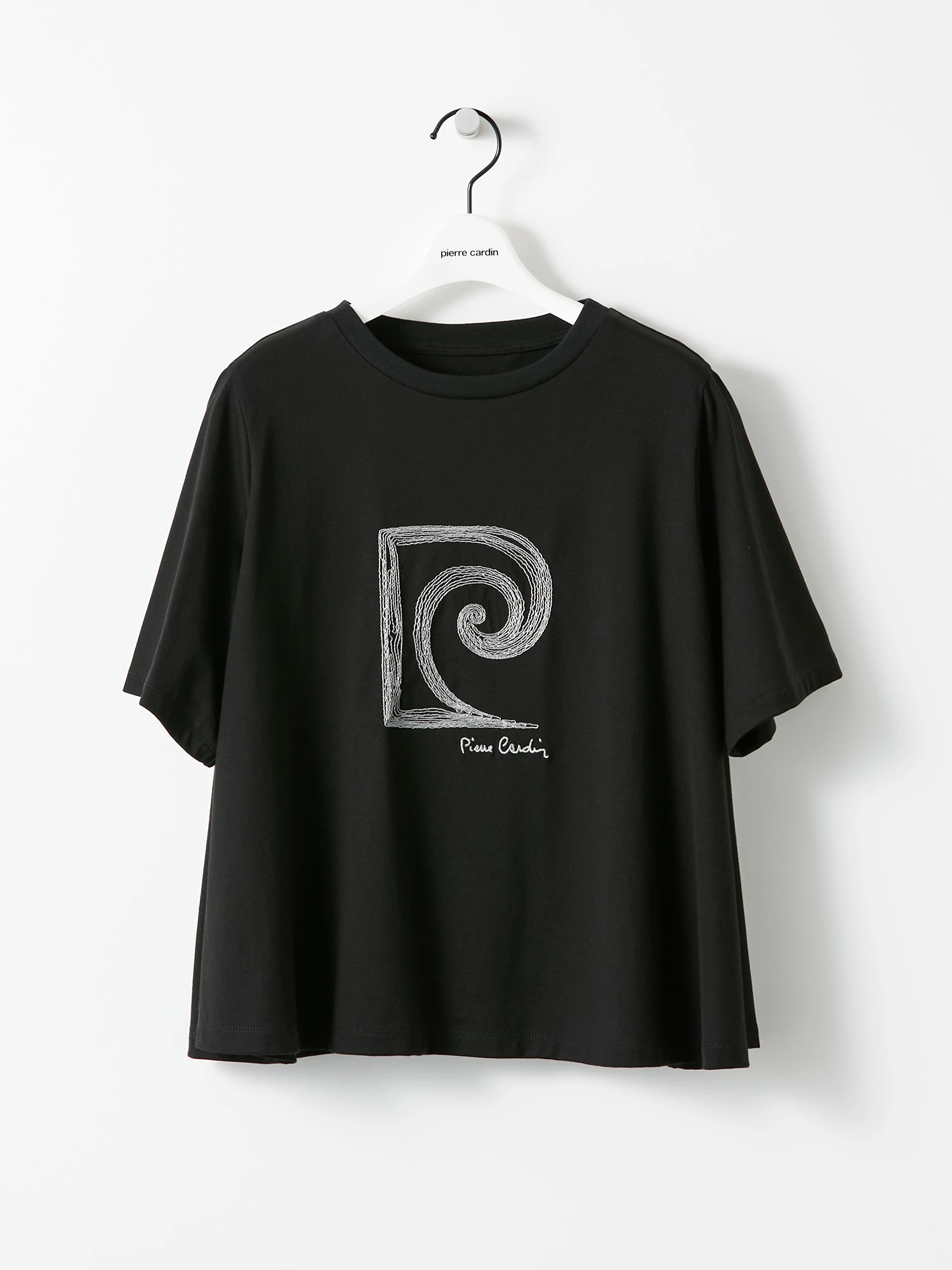 Welldone ブラック ロゴプリント 長袖カットソー 予約】pierre cardin ロゴ ロングステープル コットン Tシャツ