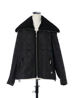pierre cardin(ピエールカルダン) |ジオメトリックキルト ボア カラー ブルゾン