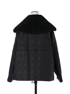 pierre cardin(ピエールカルダン) |ジオメトリックキルト ボア カラー ブルゾン