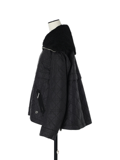 pierre cardin(ピエールカルダン) |ジオメトリックキルト ボア カラー ブルゾン