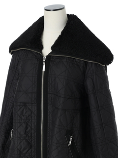 pierre cardin(ピエールカルダン) |ジオメトリックキルト ボア カラー ブルゾン